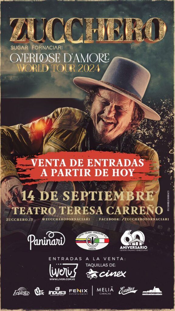 Inicia la venta de entradas para el concierto de Zucchero en Venezuela