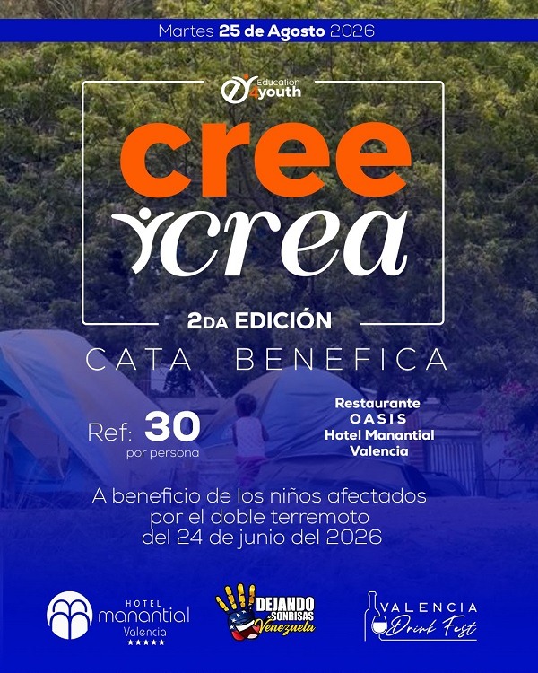 Segunda edición de “Cree y Crea” será a beneficio de los niños afectados por los terremotos en Venezuela